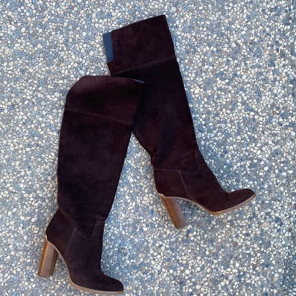 Michael Kors Brown Suede Heeled Boots - Picture 1 of 11